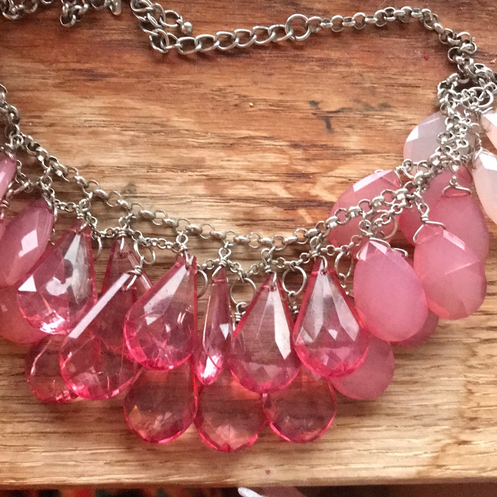 Layered pink statement necklace